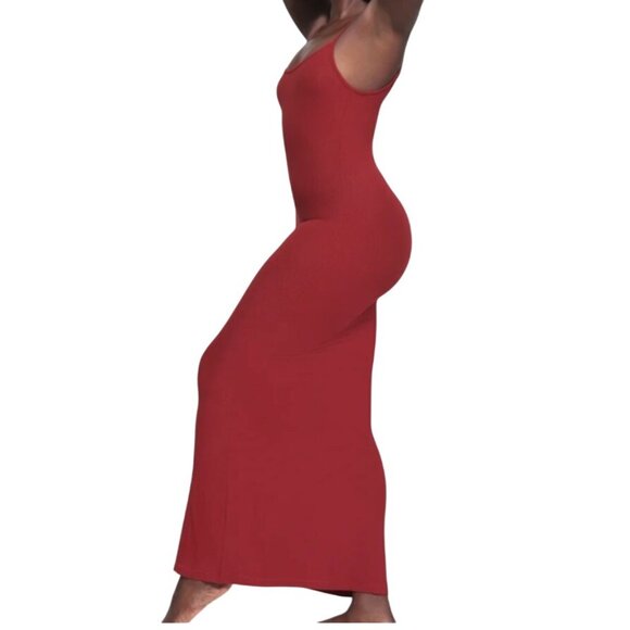 Skims Red Soft Lounge Long Maxi Slip Dress L - Picture 6 of 10